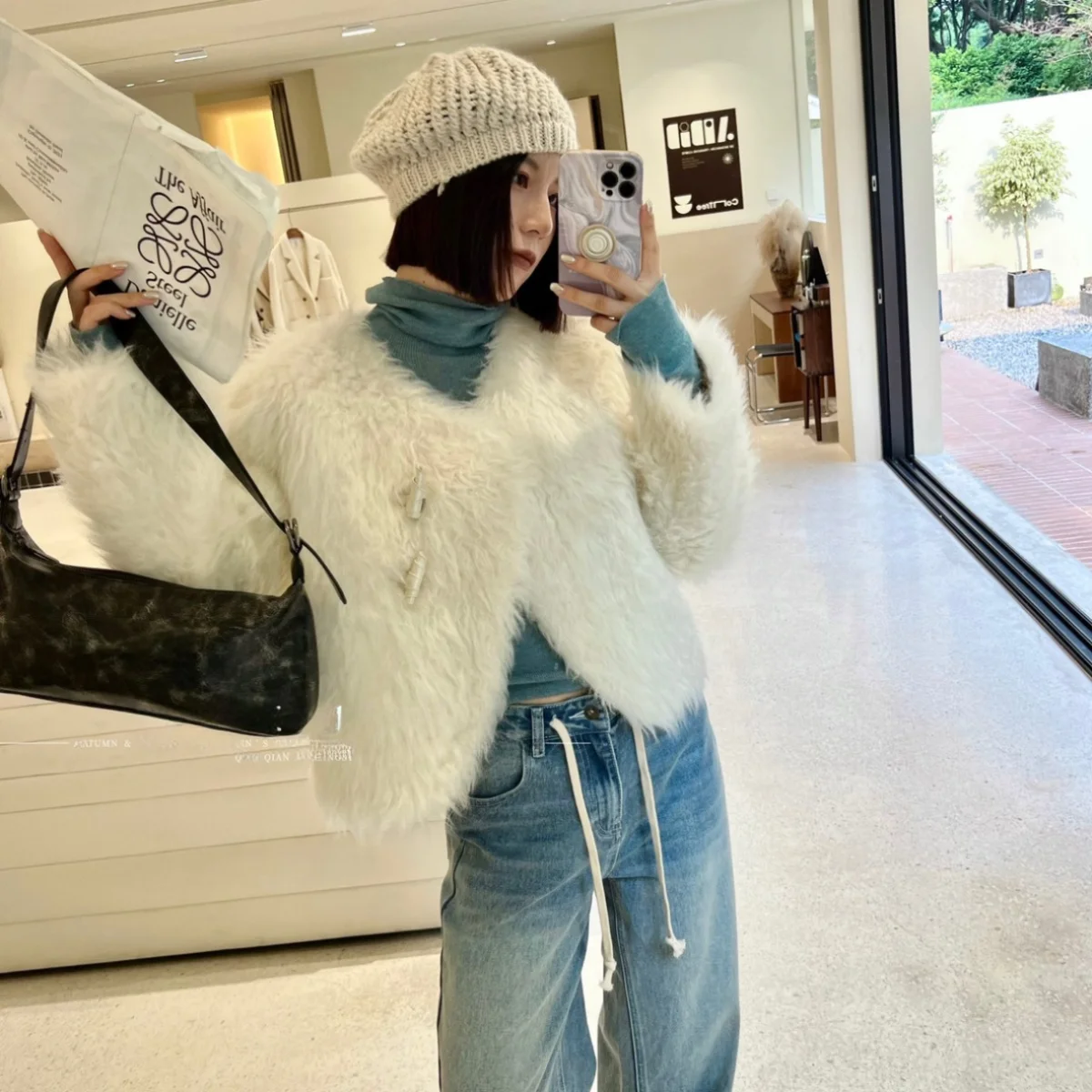 Осенне-зимняя женская одежда в стиле ретро имитация вьющейся пряжки с круглым