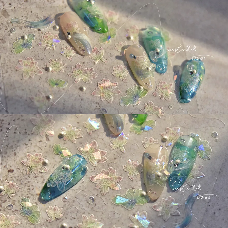 Высококачественные алмазные наклейки для ногтей с цветком лотоса и кристаллами 5D, наклейки для дизайна ногтей, инструмент для маникюра