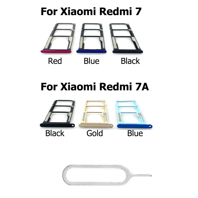 New For Xiaomi Redmi 7 7A Sim Card Tray Slot Holder Adapter Connector Replacement Parts