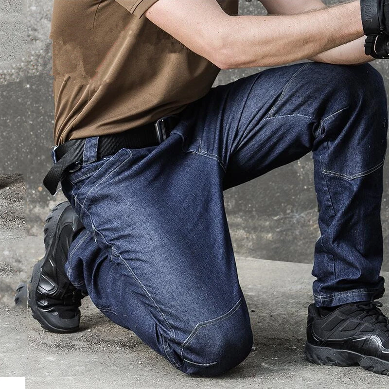 Tactical Multi Pocket Denim Pants Army Combat Jeans Men Wearable Special Force Flexible Military Jeans Long Trousers jeans