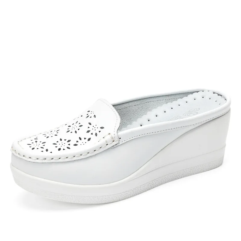 

Летние женские туфли из натуральной воловьей кожи большого размера с рельефными каблуками