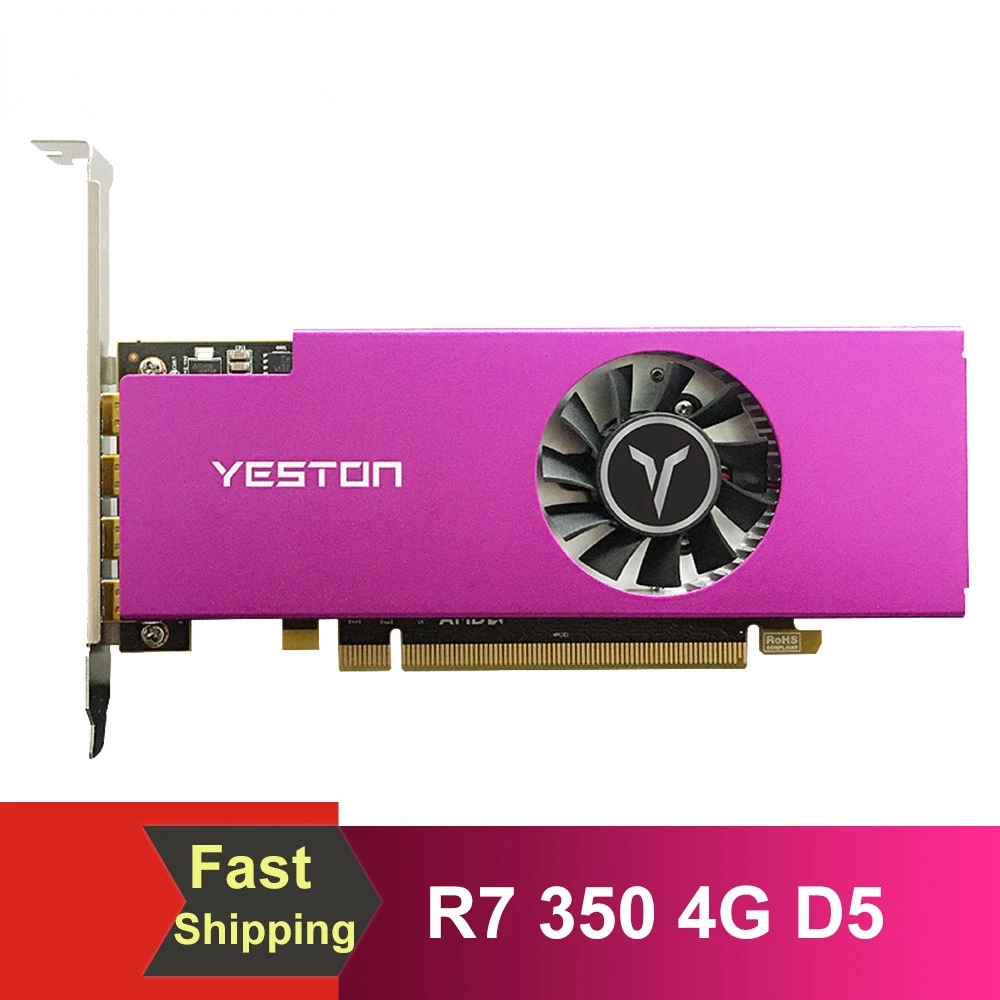 

R7 350 4G D5 4MINIDP 4-screen Graphics Card Support Split Screen 4G/128bit/GDDR5 700/4500MHz with 4 MiniDP Ports
