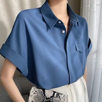 chiffon short sleeved top womens summer color shirt korean version loose and thin design commuting harajuku tops