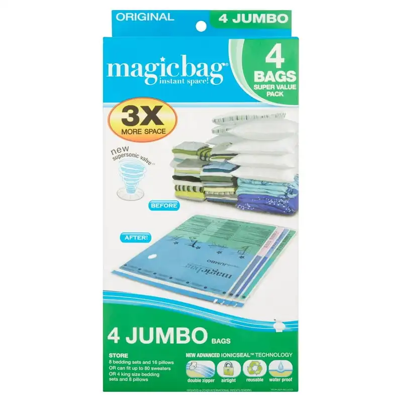 

Space Saver Storage - Flat Jumbo - Set of 4 Bags Total Moisture adsorber Drying stick Oxygen absorber Silica gel Silica gel pack