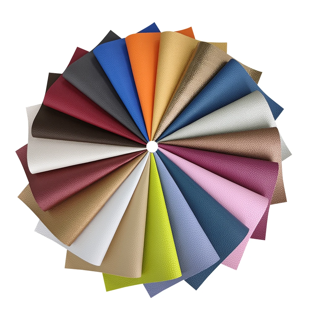 

Color Litchi Grain PU Faux Leather Fabric Sheet Cotton Backing for Shoe/Bag/Wallet/Car Seat Cover Craft DIY Material Haberdasher