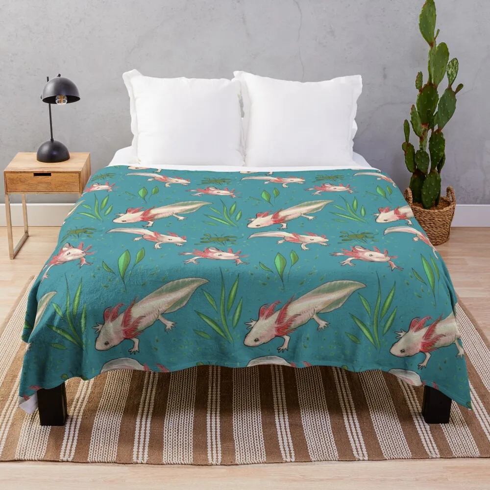 

Axolotl Sherpa Blanket Fluffy Blanket Warm Cozy Bed Blanket Fleece Blanket Vintage Summer Blanket Throw Blankets