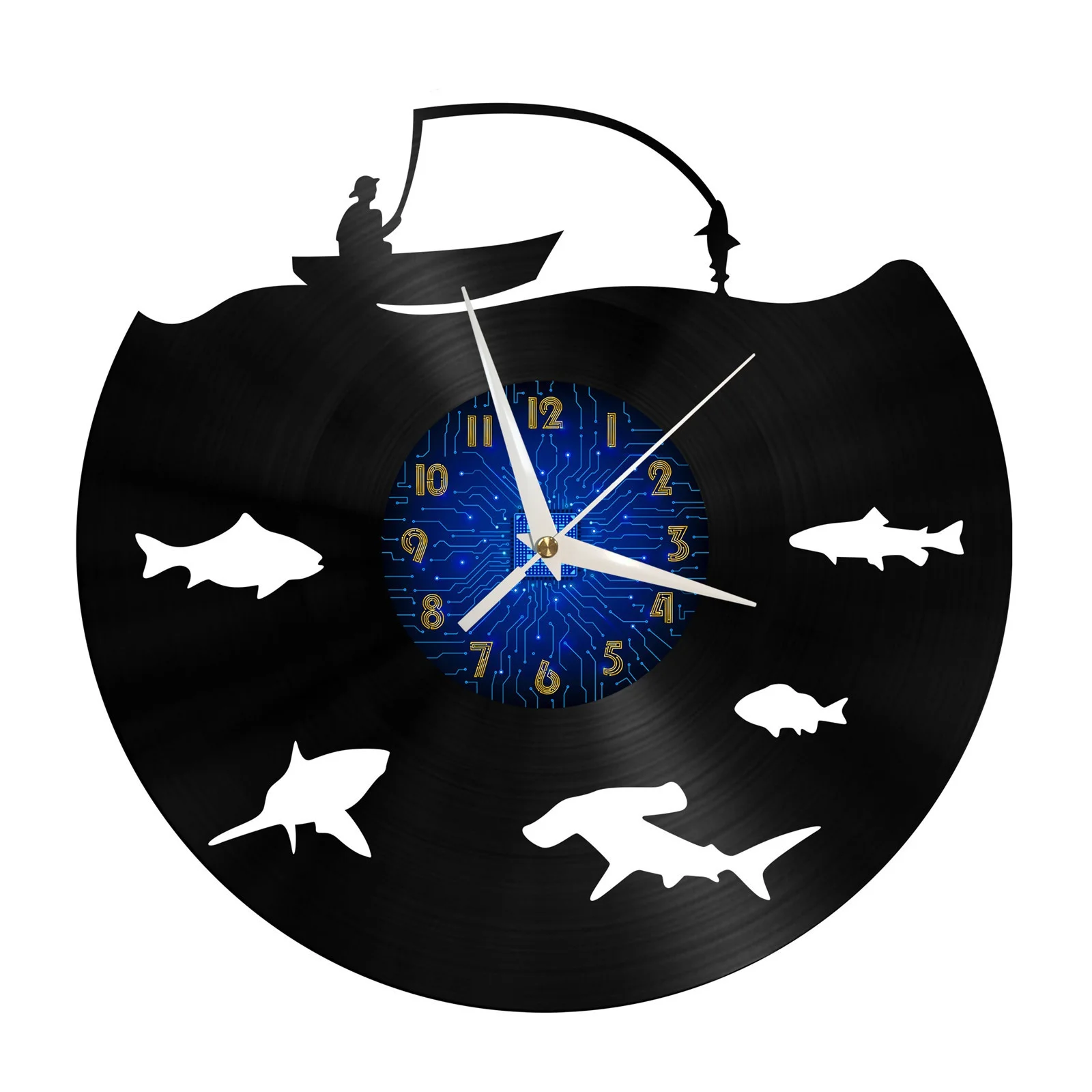 

Sea fishing Vinyl Record Wall Clock for Kitchen Wall Decor Wall Art
