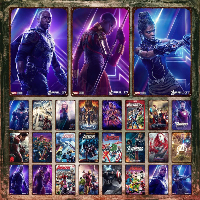 

Marvel The Avengers Metal Poster Marvel Cinematic Universe Movies Metal Signs Tin Signs Decorative Tin Plate for Home Decoration