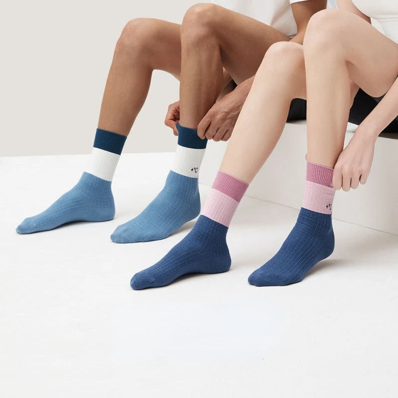 

Men and Women Same Style Couple Socks Men Stockings Women 2022 Autumn and Winter New Stitching Ribbed Socks In The Tube Socks