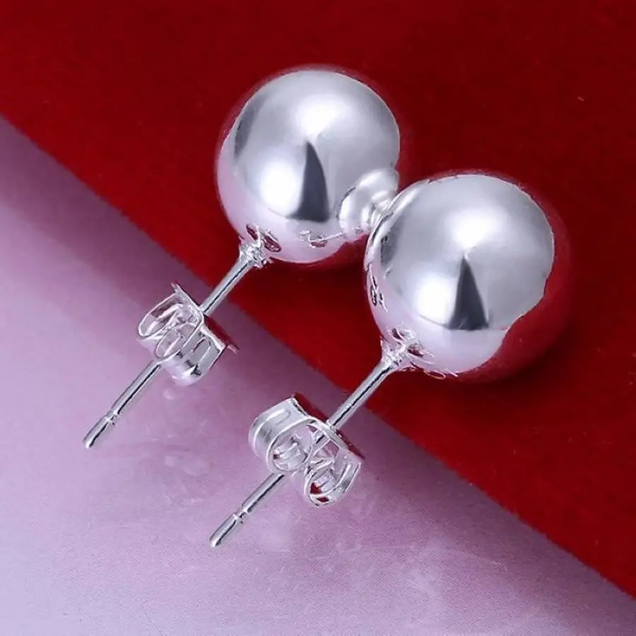 

10MM Classic Women Fashion Women High Quality Silver Color Wedding Stud Girl Earring Jewelry Factory Price Free Shipping