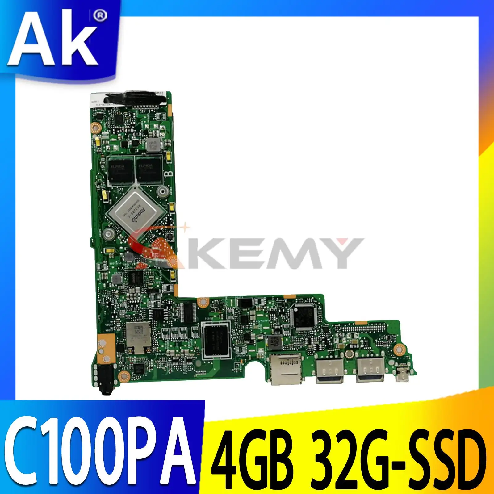 

C100PA 4GB RAM 32G EMMC Motherboard For Asus C100PA C100P C100 Laptop Mainboard 32GB EMMC Atom RK3288C Rev 2.0 Test OK Used