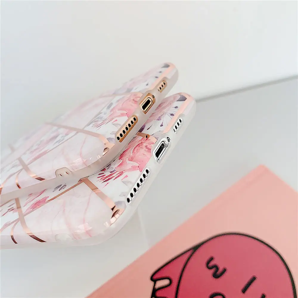 Plating Flower Phone Cases For iphone 13 12 XS 11 Pro Max XR X 8 7 6 6S Plus SE 2020 Case Silicone Soft TPU Back Cover