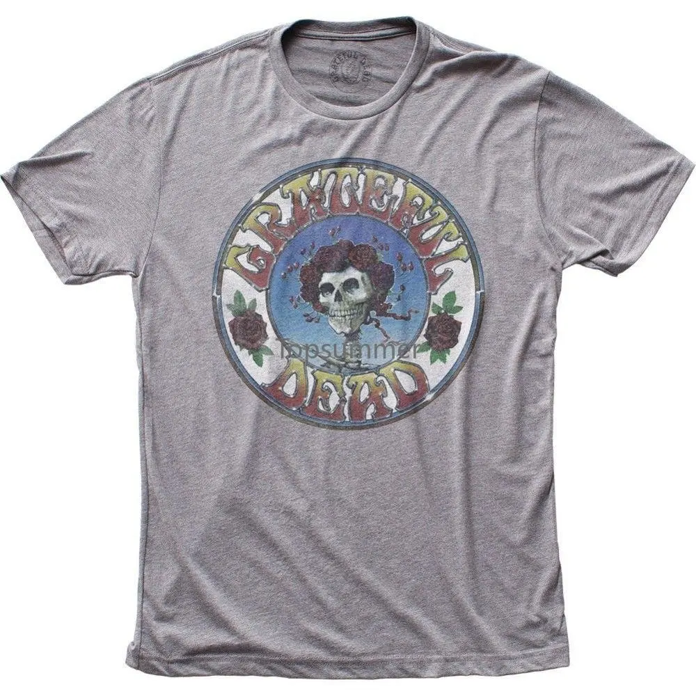 

Authentic Grateful Dead Skull & Roses Distressed Tri-Blend Soft Adult T-Shirt