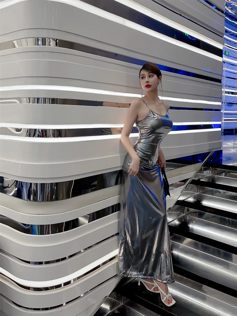 Женское блестящее платье в стиле инди элегантное Корейском