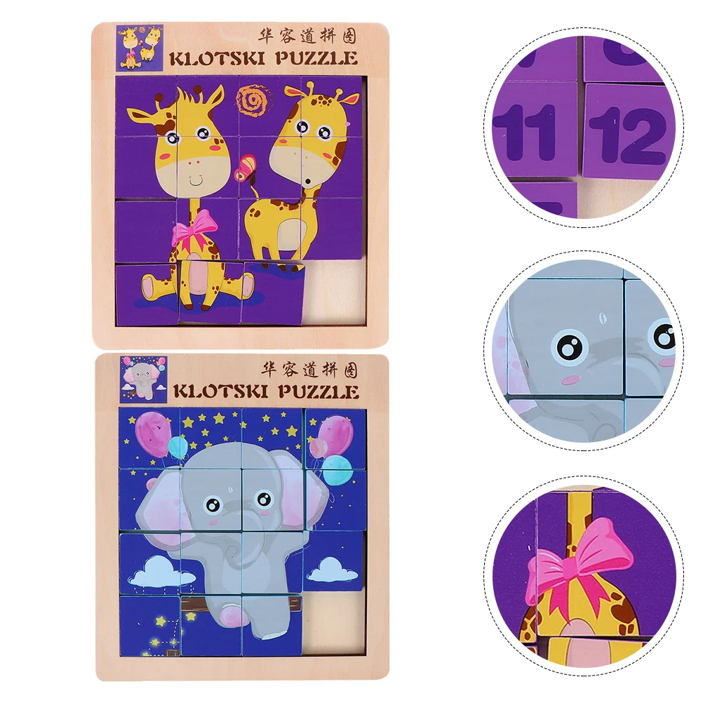 

2pcs Kid Educational Puzzle Animals Numbers Puzzle Wood Double-sided Puzzle