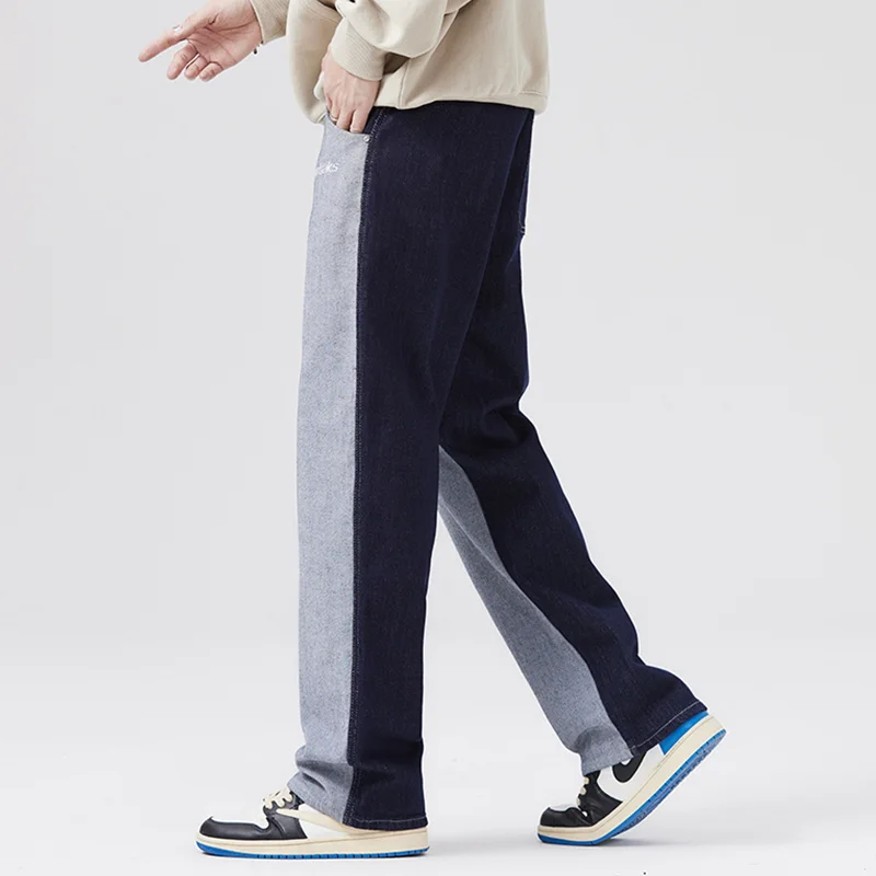 Streetwear Men New Pattern Vintage Recreational Blue Wide Leg Trousers Straight Cylinder Comfortable Loose Jeans Autumn Female