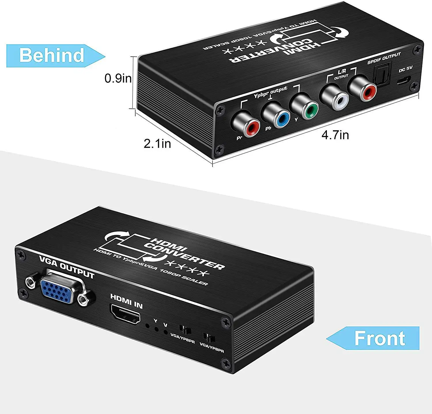Адаптер ProAV 1080P HDMI для внешних компонентов 720P RGB VGA видеоадаптер с R/L RCA и оптическим