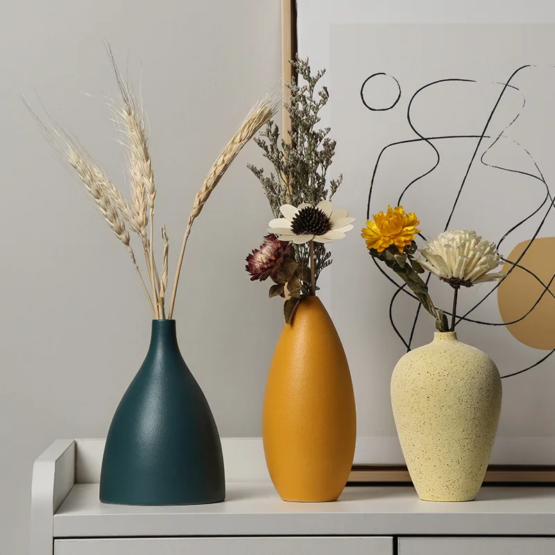 

ins style ceramic small vase decoration simple flower arrangement dry flower creative flower living room home desktop decoration