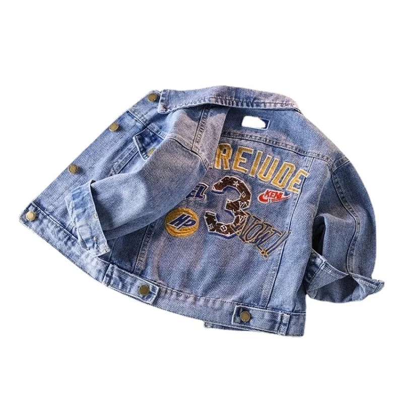 

New Kids Denim Jackets for Boys Baby Letter Embroidery Coats Spring Autumn Fashion Child Kids Outwear Ripped Jeans Jackets Jean