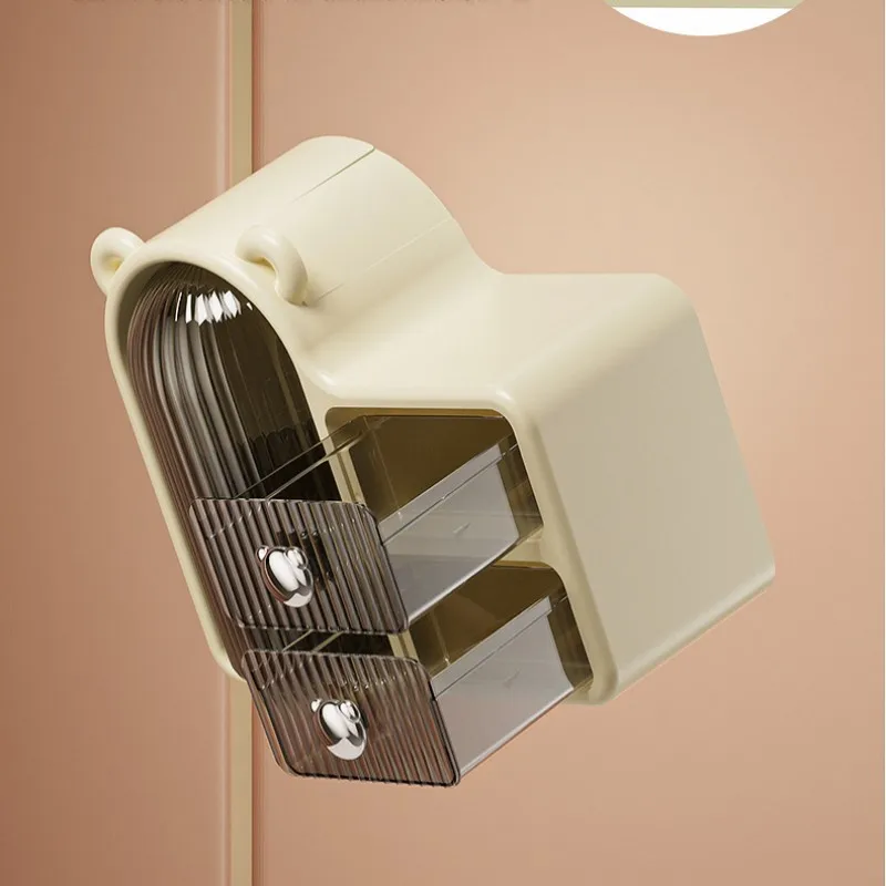 Органайзер для макияжа с ящиком 360° ° Вращающийся держатель косметических кистей