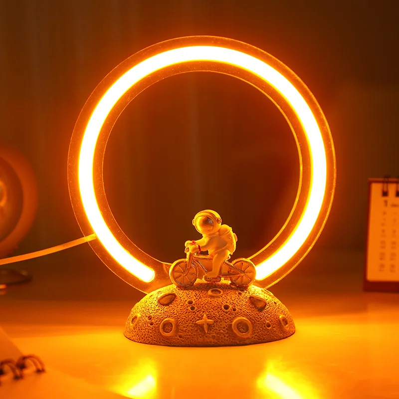 

USB Operated Neon LED Night Light Astronaut Quicksand Ring Light Kids Birthday Holiday Gift Bedside Table Lamp Bedroom Decor
