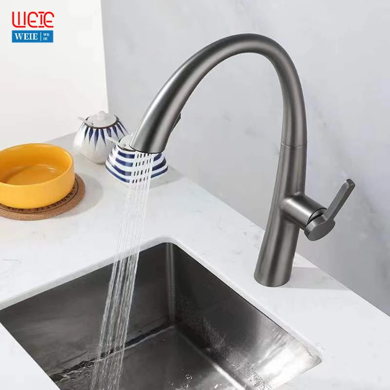 

Kitchen Hot And Cold Faucet, Household Pull-Out Sink, Vegetable Washing Basin, All Copper Washing Basin, Table, Flower Shower