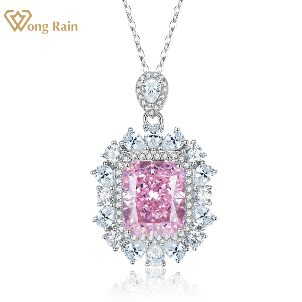 

Wong Rain, роскошное серебро 925 пробы, 6 карат, измельченный лед, создан, Moissanite, драгоценный камень, кулон, ожерелье для женщин, хорошее ювелирное и...