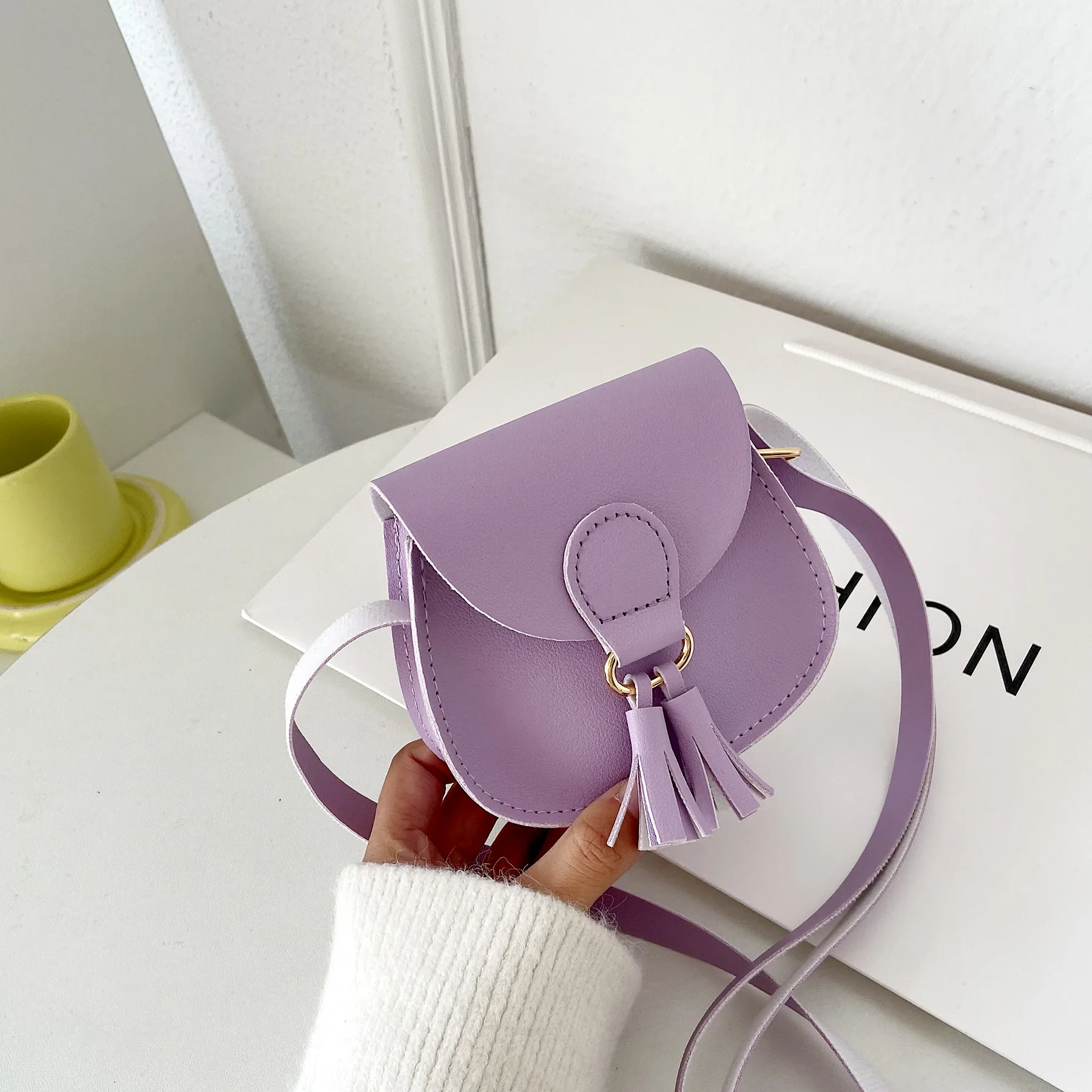

Fashion New Children Crossbody Handbags Girls Tassel Small Shoulder Bag Kids Sweet PU Leather Waist Bag Play Travel Portable Bag