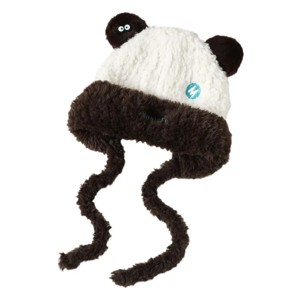 Милая плюшевая шапка с медвежьими ушками женская зимняя теплая защитная для ушей