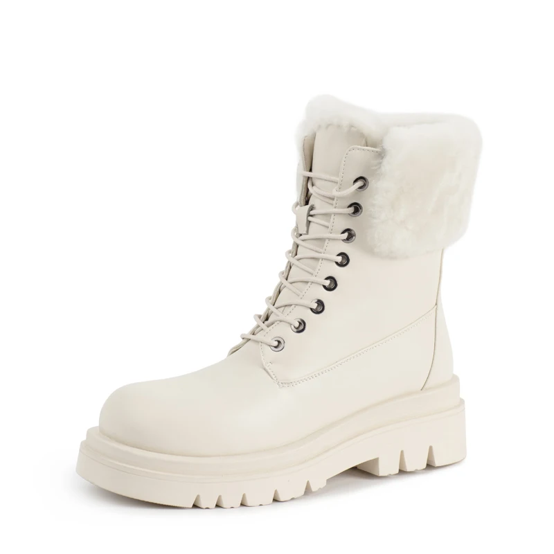 

2022 Autumn Winter Women Snow Boots Fashion Female Cross Strap Platform Shoes Ladies Black Brown White Round Toe Riding Boots