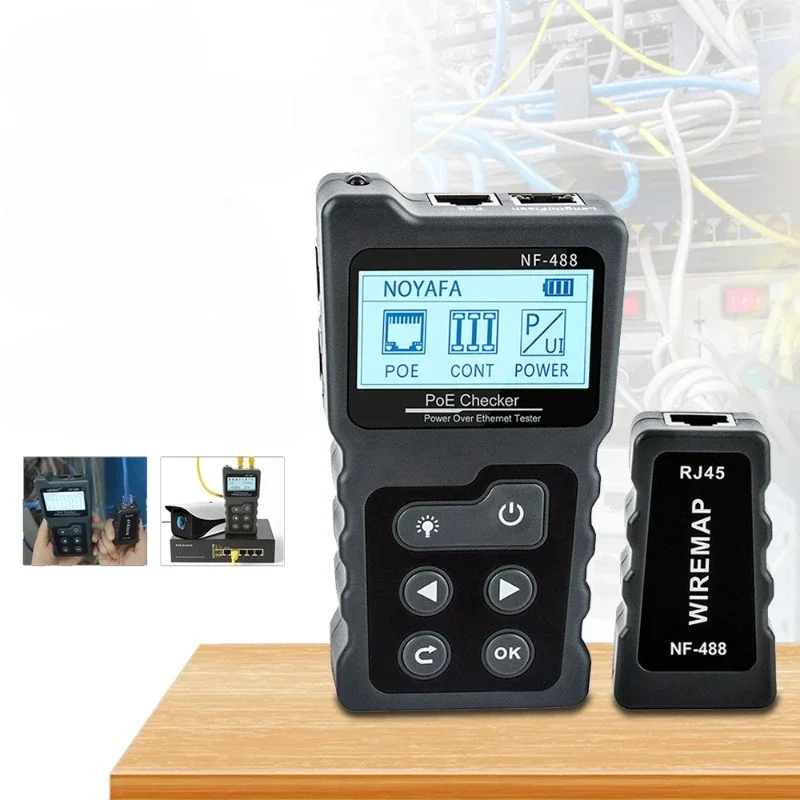 NOYAFA NF-488 Тестер сетевого кабеля ЖК-дисплей Кабельный трекер PoE Checker Онлайн-тест