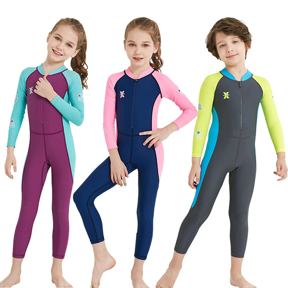

Girls boys One-Piece Swimsuits Children Rash Guards Lycra suit Surfing Clothes Snorkeling Kayaking 1mm Premium Kids Wetsuit