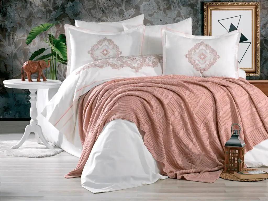 

Bianka Luxury Embroideried Bridal Set 7 Piece Powder