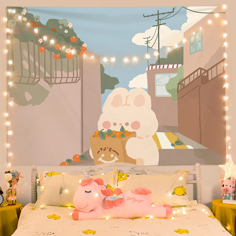 

Anime Acute Girl Illustration Pink Room Decor Kawaii Tapestry Teen Room Decor Posters and Prints Garden Posters for Outside