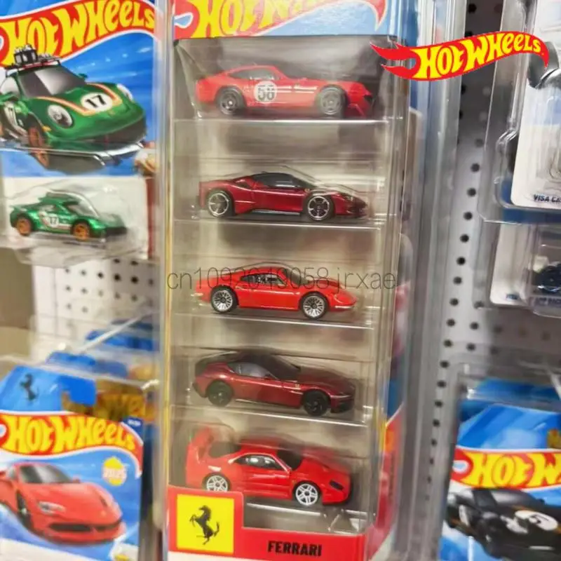 Фото Коллекционный набор из 5 моделей Hot Wheels JKG16: Ferrari 250 GTO, LaFerrari, Ferrari F40 Competizione, 499p Modificata (литые модели автомобилей) №1