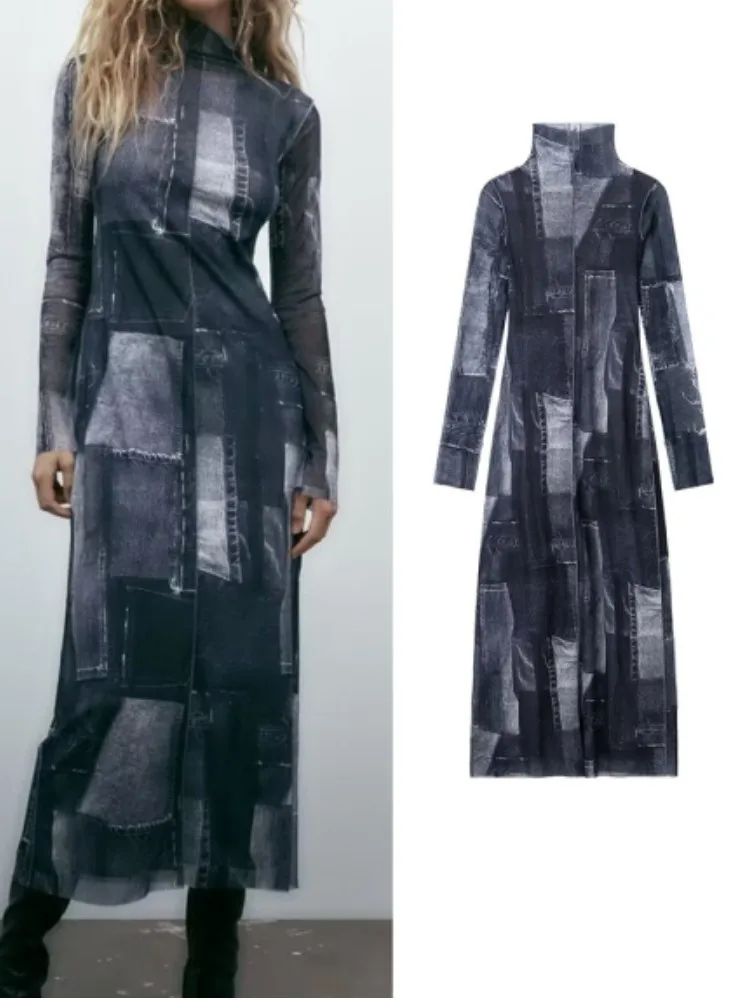 

Женское винтажное платье-футляр с длинным рукавом и высоким воротником