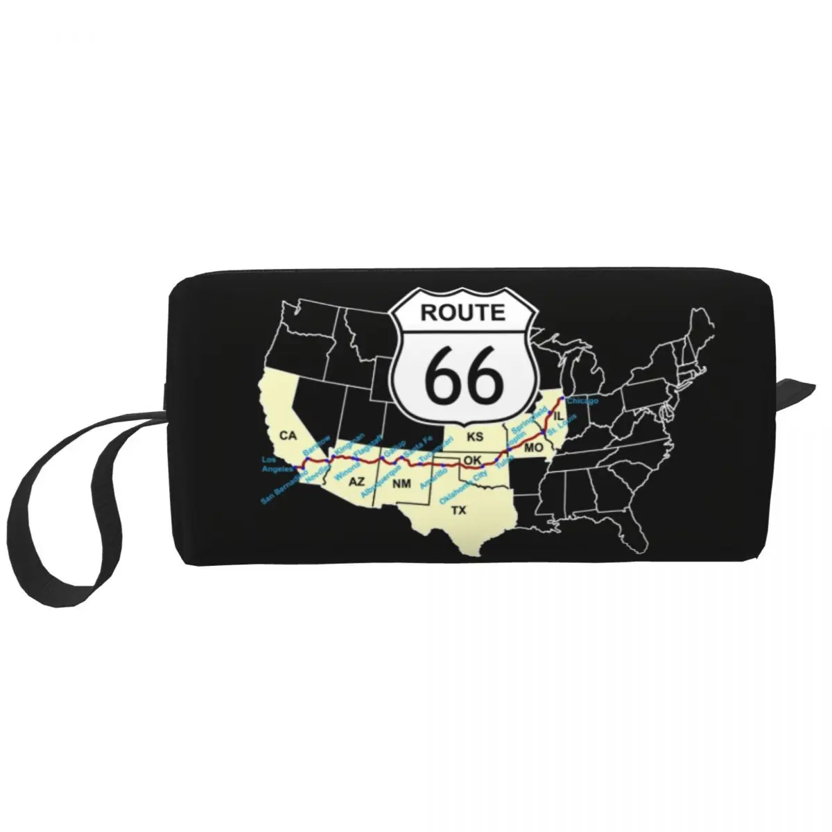 

Travel Route 66 Map Toiletry Bag Portable USA Highways Makeup Cosmetic Organizer Women Beauty Storage Bags Dopp Kit Box Case