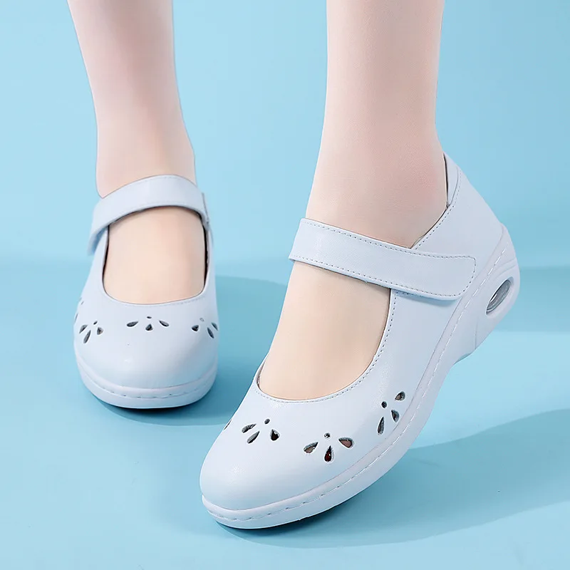 

2022 Ladies Slip on Lolita Shoes Leather Mary Janes Nurse Shoes Woman White Flats Kawaii Designer Spring Summer Zapatillas 34-41