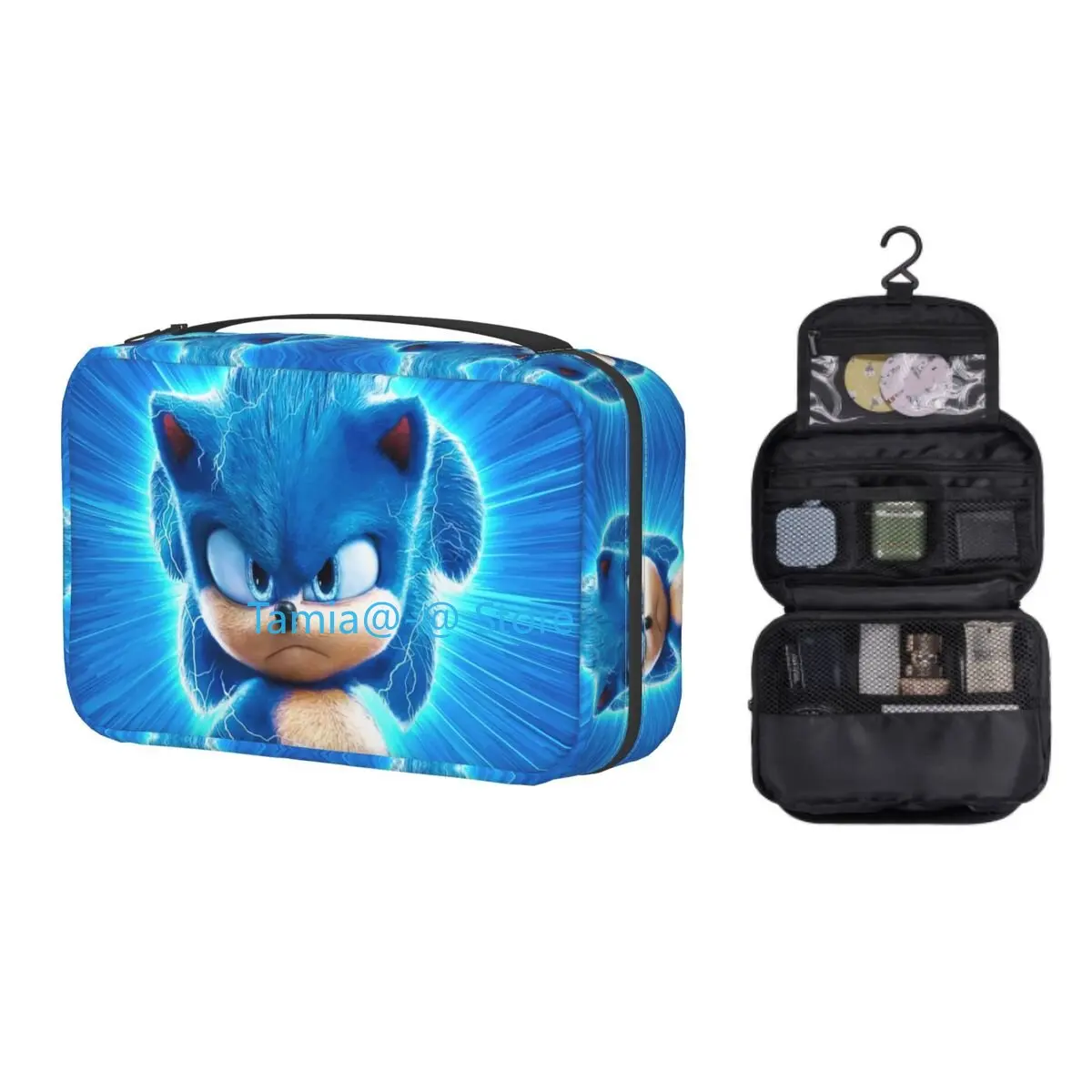 

Женская косметичка Sonics The Hedgehog, дорожный органайзер для косметики, кавайная подвесная косметичка для видеоигр