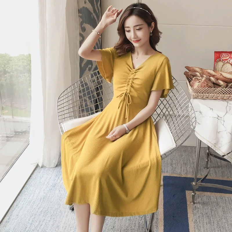 

2022 Summer New Trendy Maternity Dresses With Neckline Strap Stretch Slim Pregnant Women Dresses, Pregnant Women Dresses