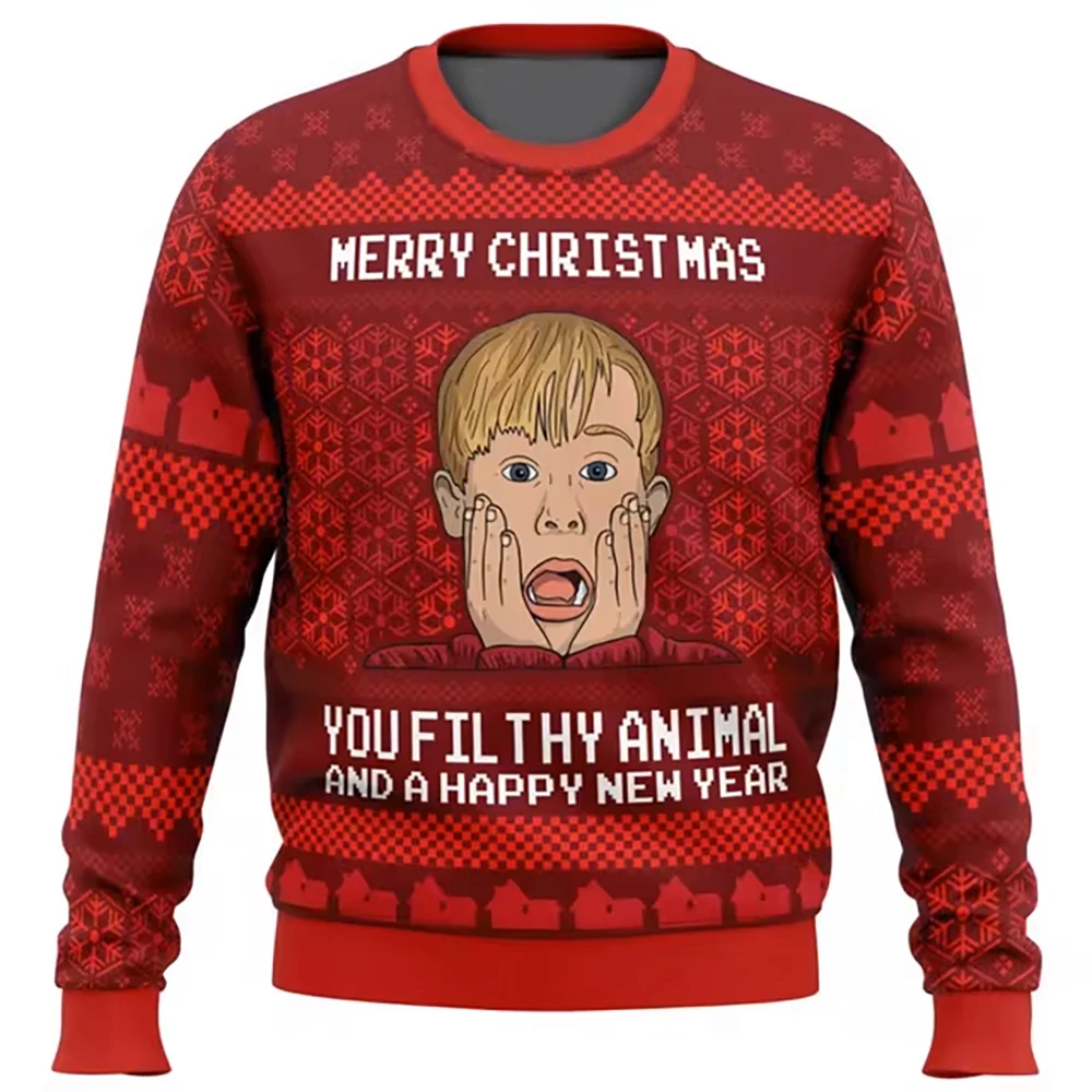 Autumn and Winter Merry Christmas Home Alone Ugly Sweater Cartoon Anime Women Men Pullover Tops Hoodie Sweatshirt