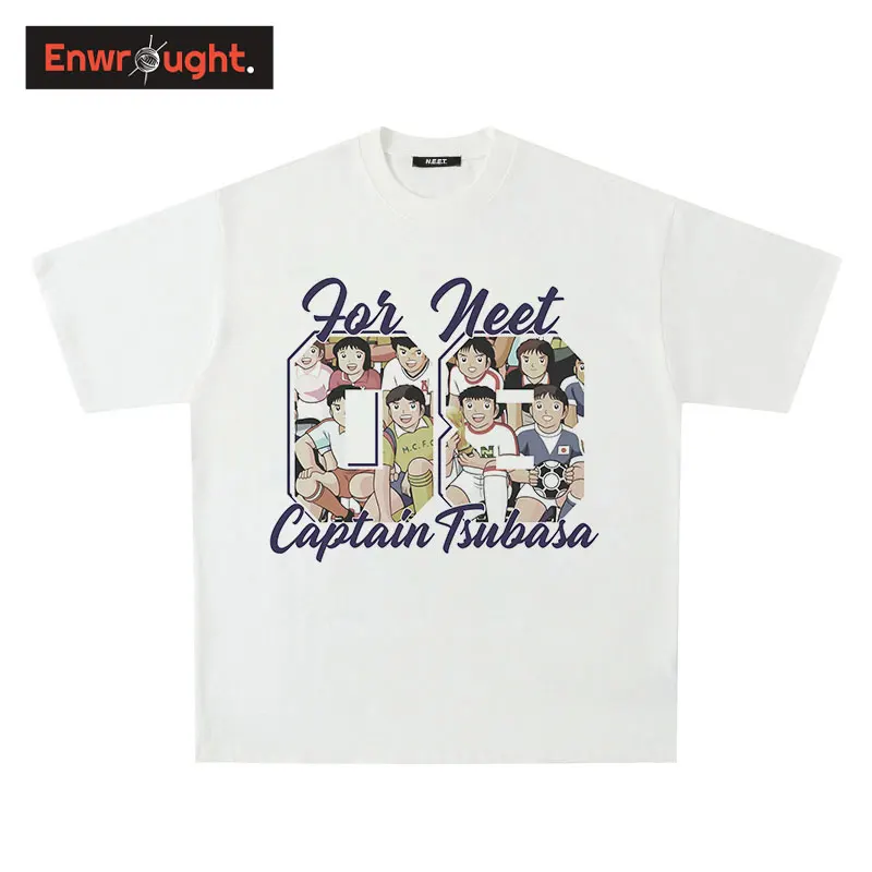 

Captain Tsubasa Printed T Shirt Streetwear Anime Oversized T-shirts 2022 Retro Harajuku Hip Hop Tops Tees For Men 100% Cotton