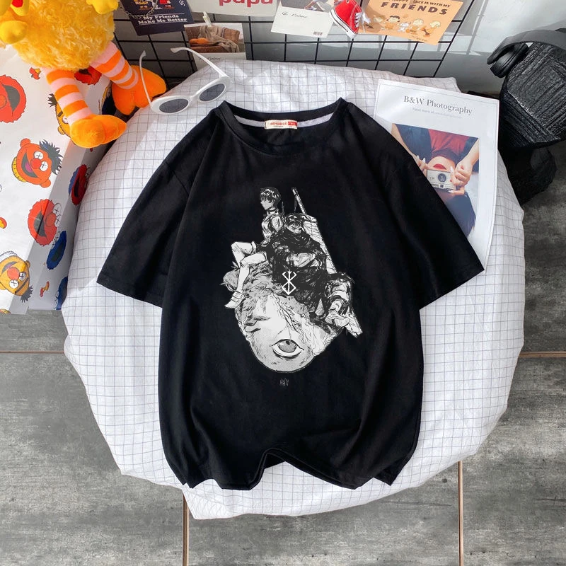 

Harajuku Japanese Anime Berserker print Tshirt Graphic Top Tees Cartoon Streetwear Man bearskin T-shirt Men 100% cotton clothes