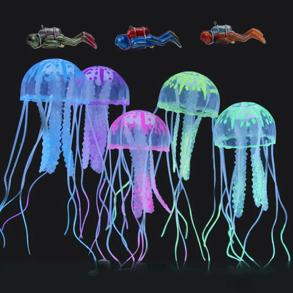 

9 шт., универсальные разноцветные медузы, украшения для аквариума