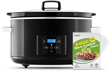 

8.5-Quart Programmable Slow Cooker, Larger than 8 Quart, More Practical than 10 Quart, with Digital Countdown Timer, Free Liners