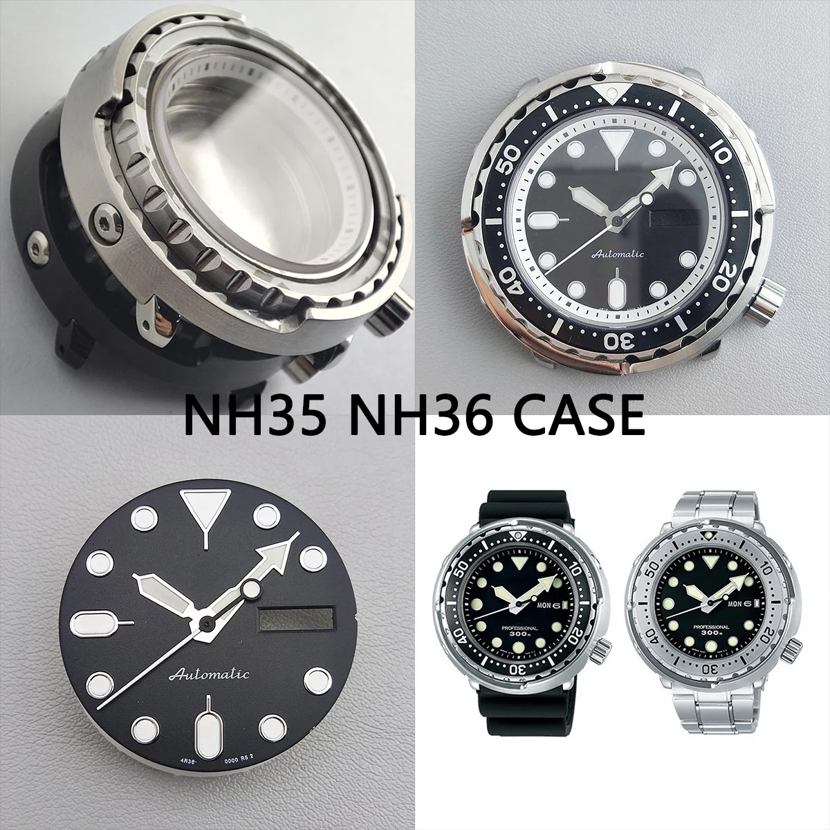 

NH35 Case 45mm Sapphire Glass automatic men Watch cases nh36 case nh35 Watch parts case nh36 nh35 Movement for Canned tuna case