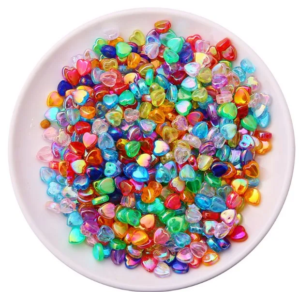 

8mm Acrylic color plated Pentagram heart beads handmade diy bracelet creative jewelry accessories beading material bag