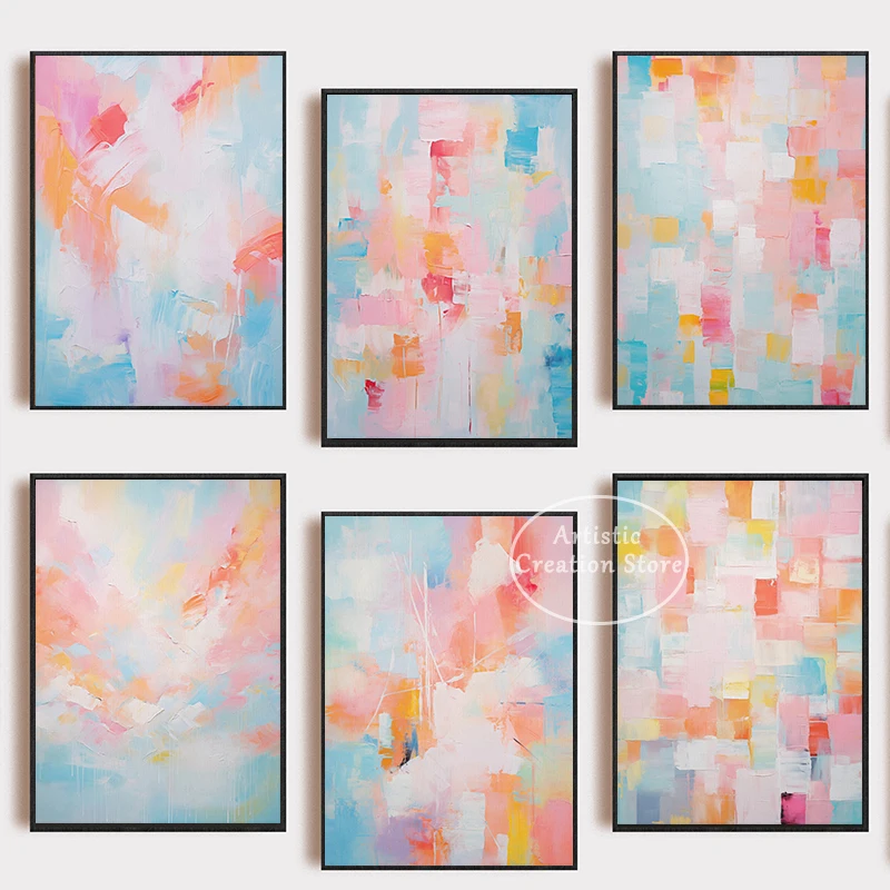 Пастельный абстрактный художественный принт холст живопись пастельные цвета