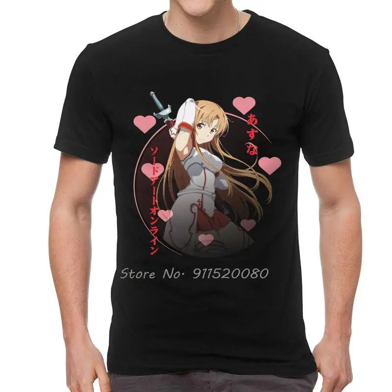 

Sword Art Online T-shirt Men Fashion T Shirts Anime Manga Yuuki Asuna Kirito Tshirts Cotton Tees Top Streetwear Harajuku