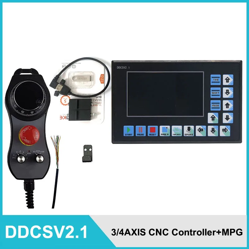 

DDCSV2.1 3/4-AXIS offline CNC motion control system kit engraving machine controller emergency stop electronic handwheel (MPG)